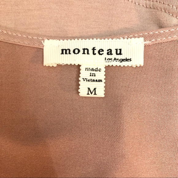 Monteau Dusty Pink Rose Peplum Wrap Blouse - Picture 7 of 8